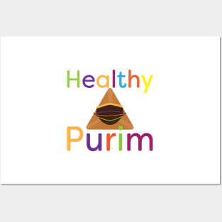 Funny colorful healthy Purim greeting Posters and Art